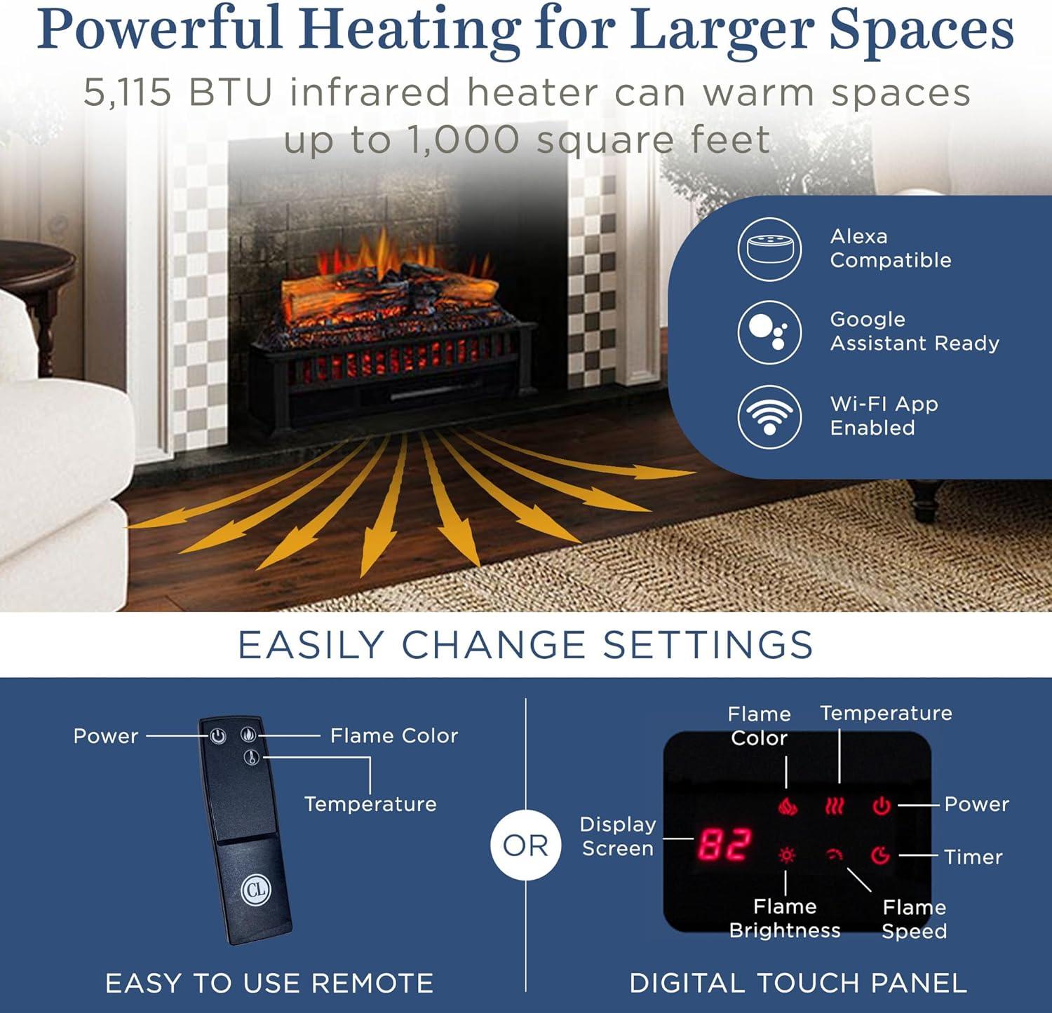Country Living Country Living Infrared Electric Log Set Heater - Faux Logs Insert with Flickering Flames