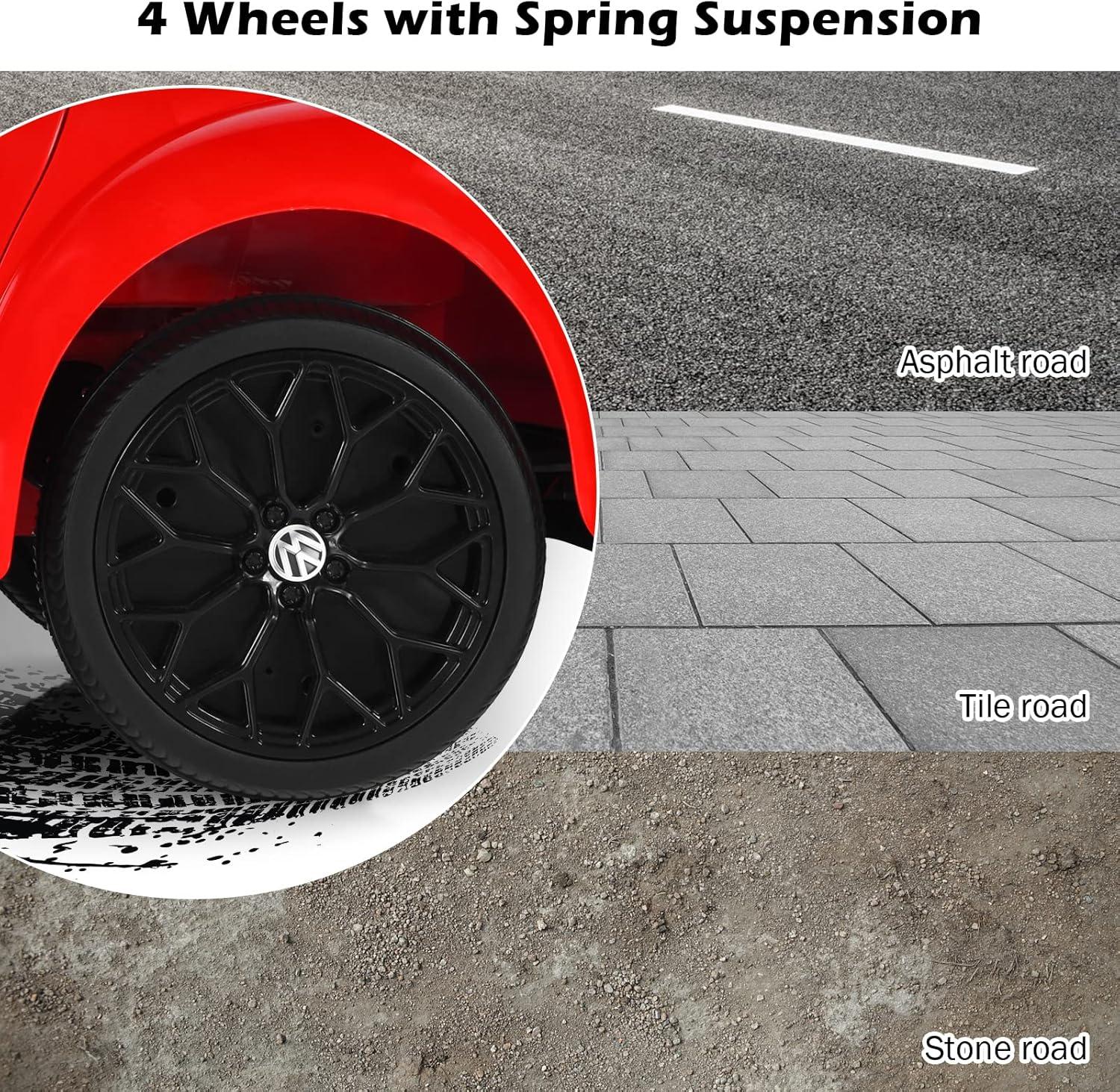 Costway 12V Kids Ride On Car Licensed Volkswagen Beetle with Remote Control & Music Red