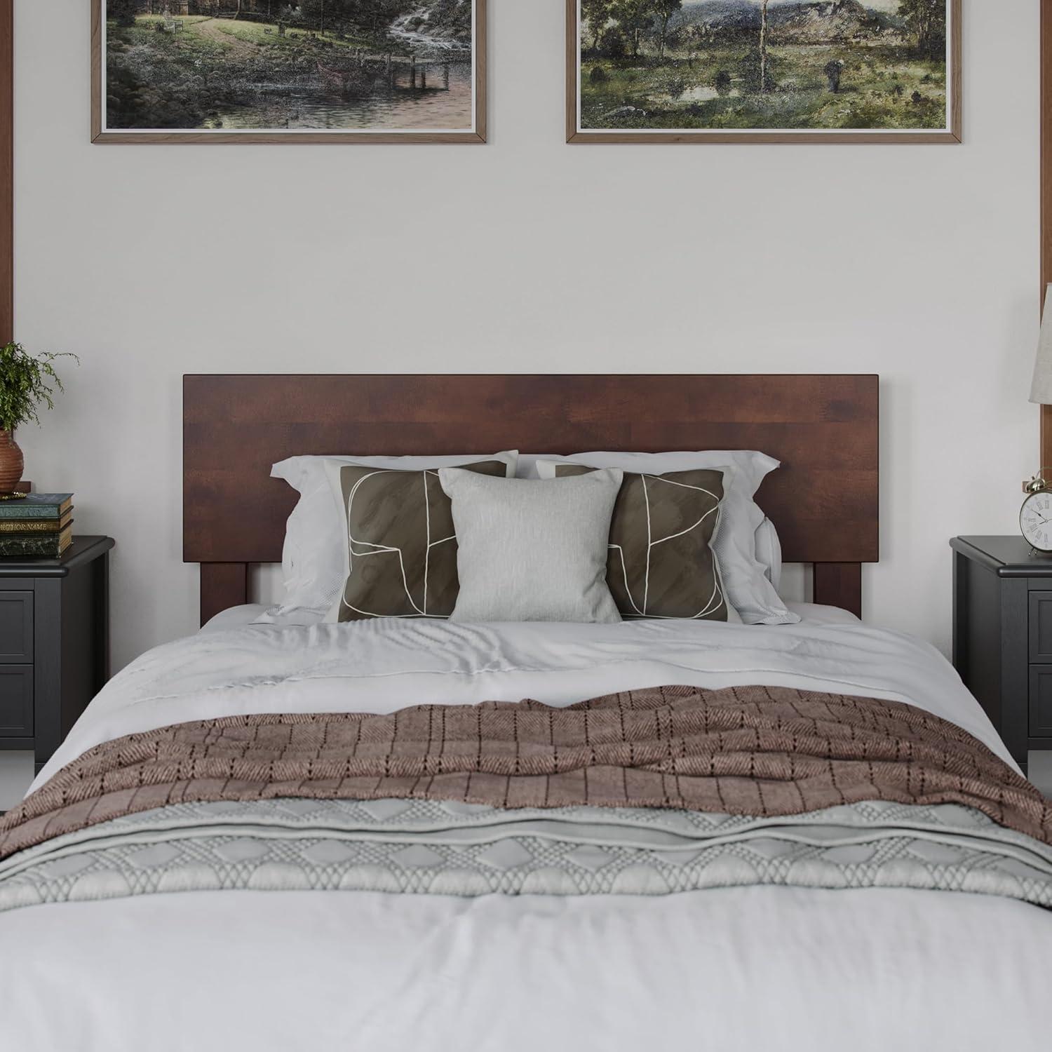 AFI Aria Queen Modern Solid Wood Low Profile Platform Bed, Walnut