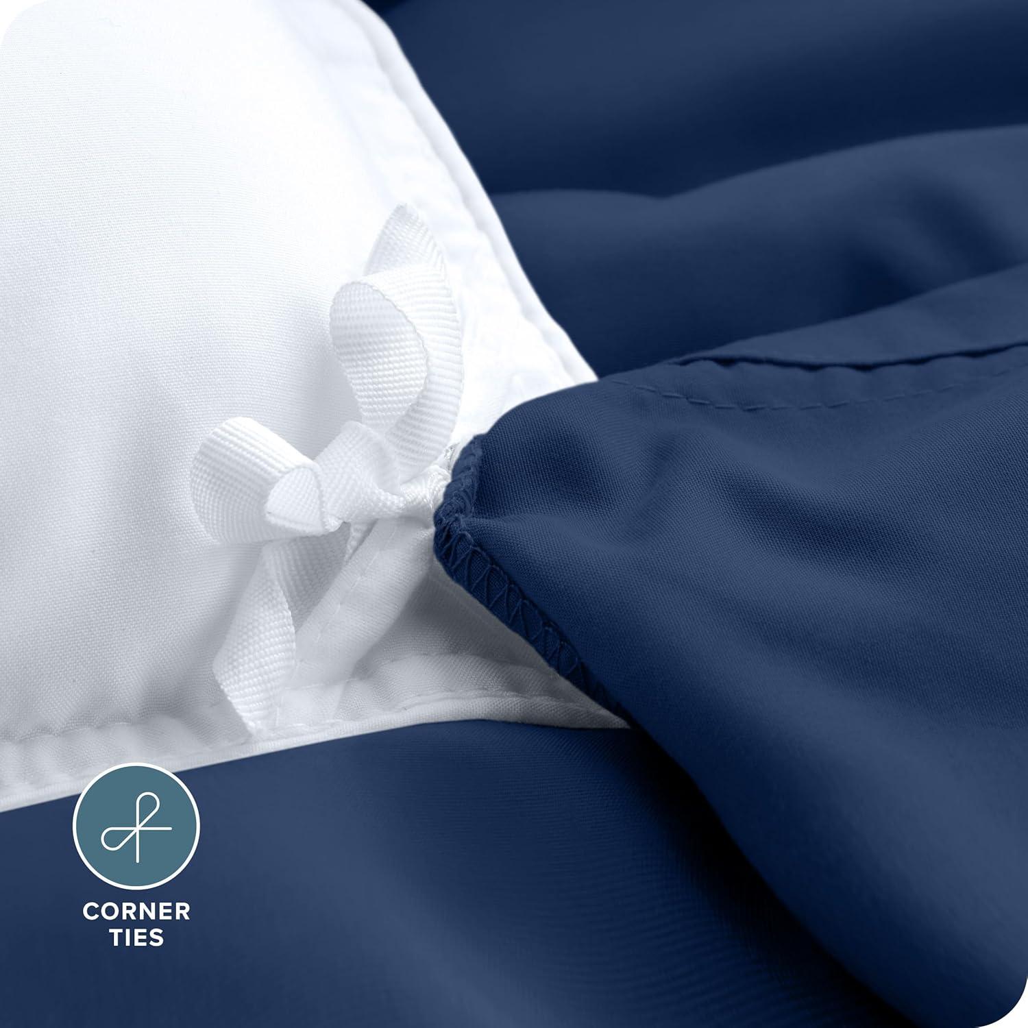 Oversized Queen Dark Blue Double Brushed Duvet Cover Set by Bare Home
