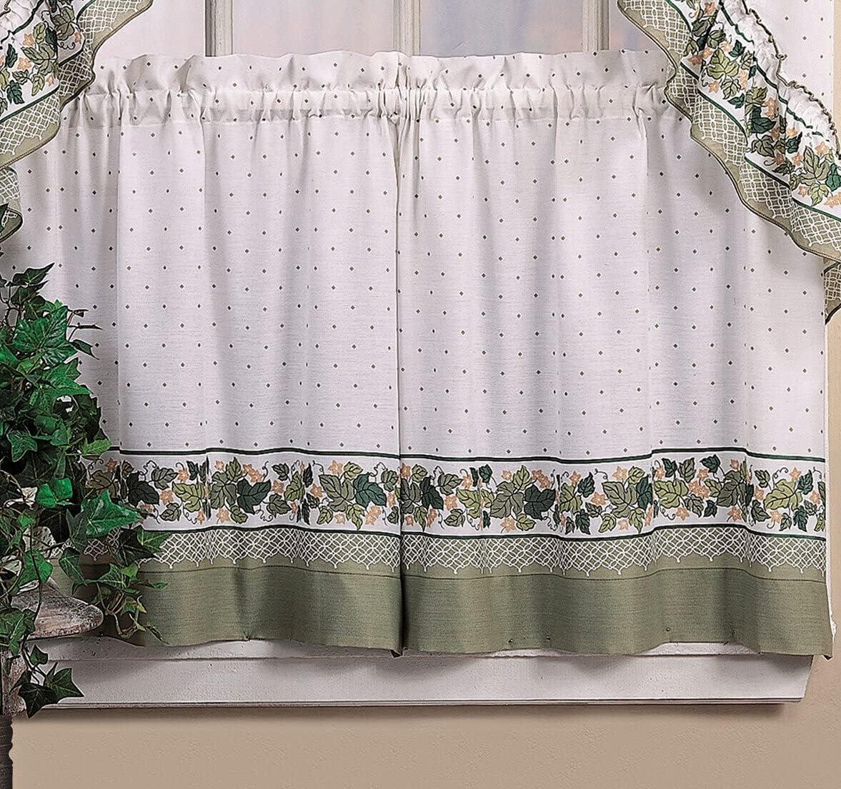 CHF & You Cottage Ivy Kitchen Curtains Tiers 56x24, Adult