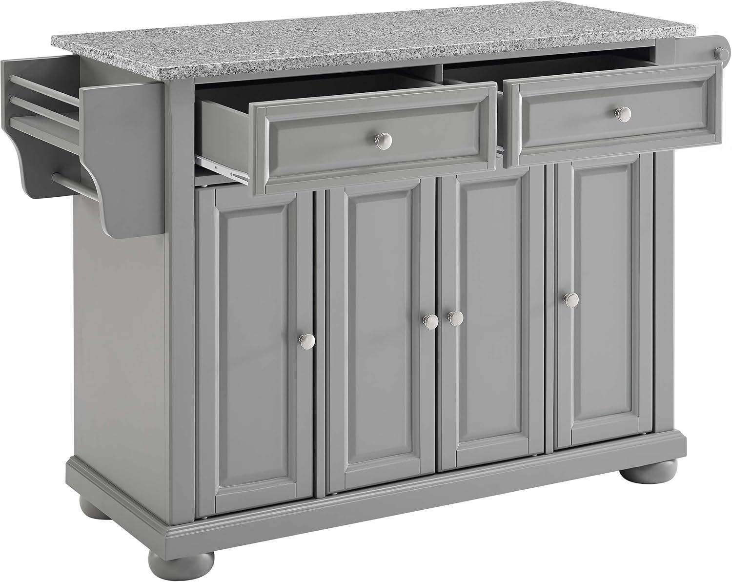 Alexandria Vintage Gray Granite Top Kitchen Island