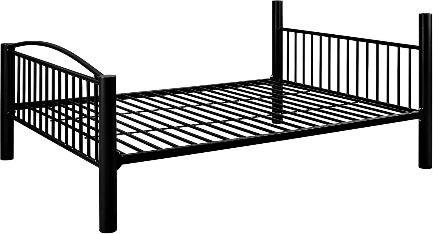 Sleek Black Metal Full Over Full Bunk Bed with Easy-Access Ladder