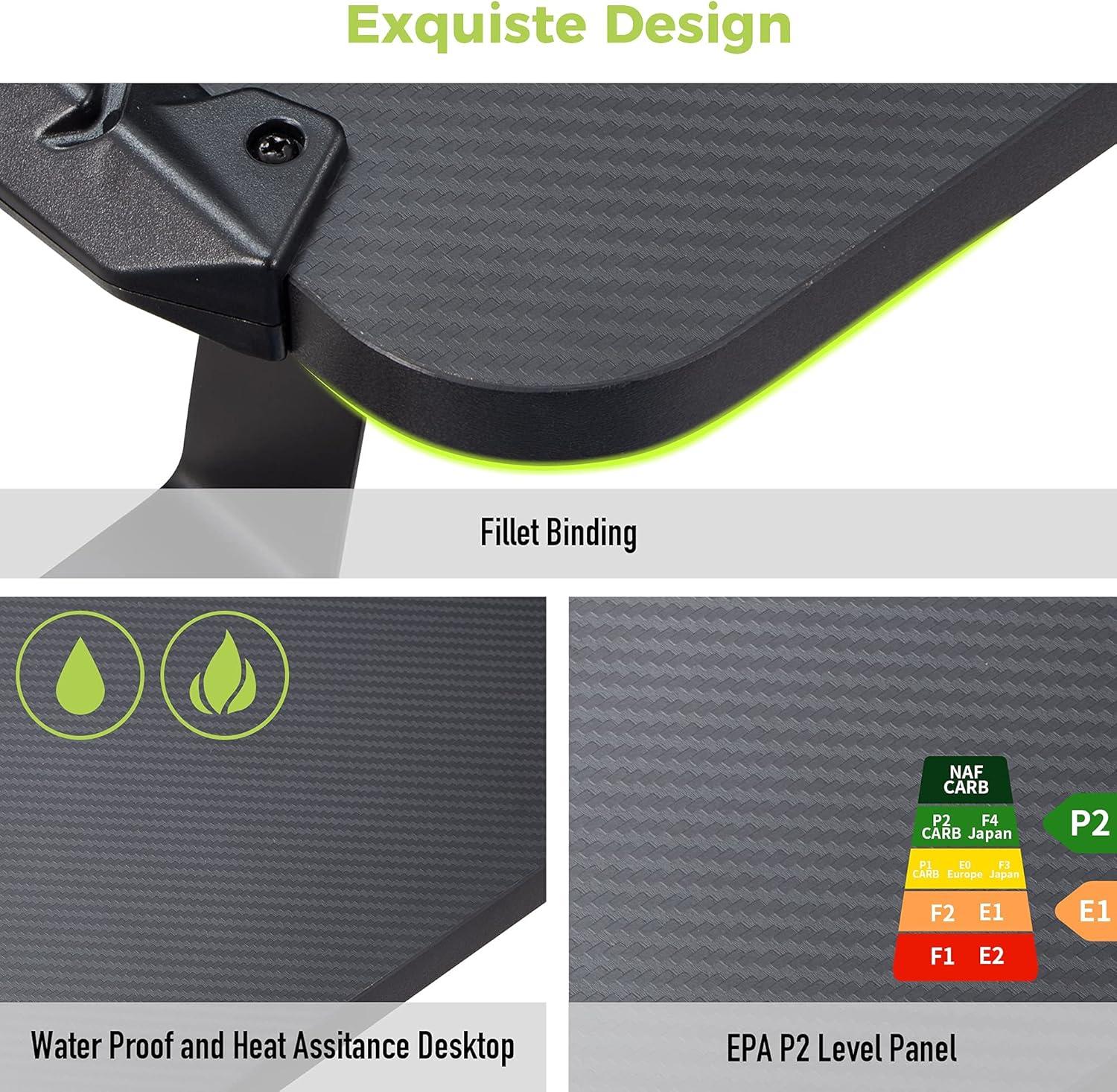 Gaming Standing Desk with RGB Lighting,65" W x 27.5" D x 29'' - 48.5" H