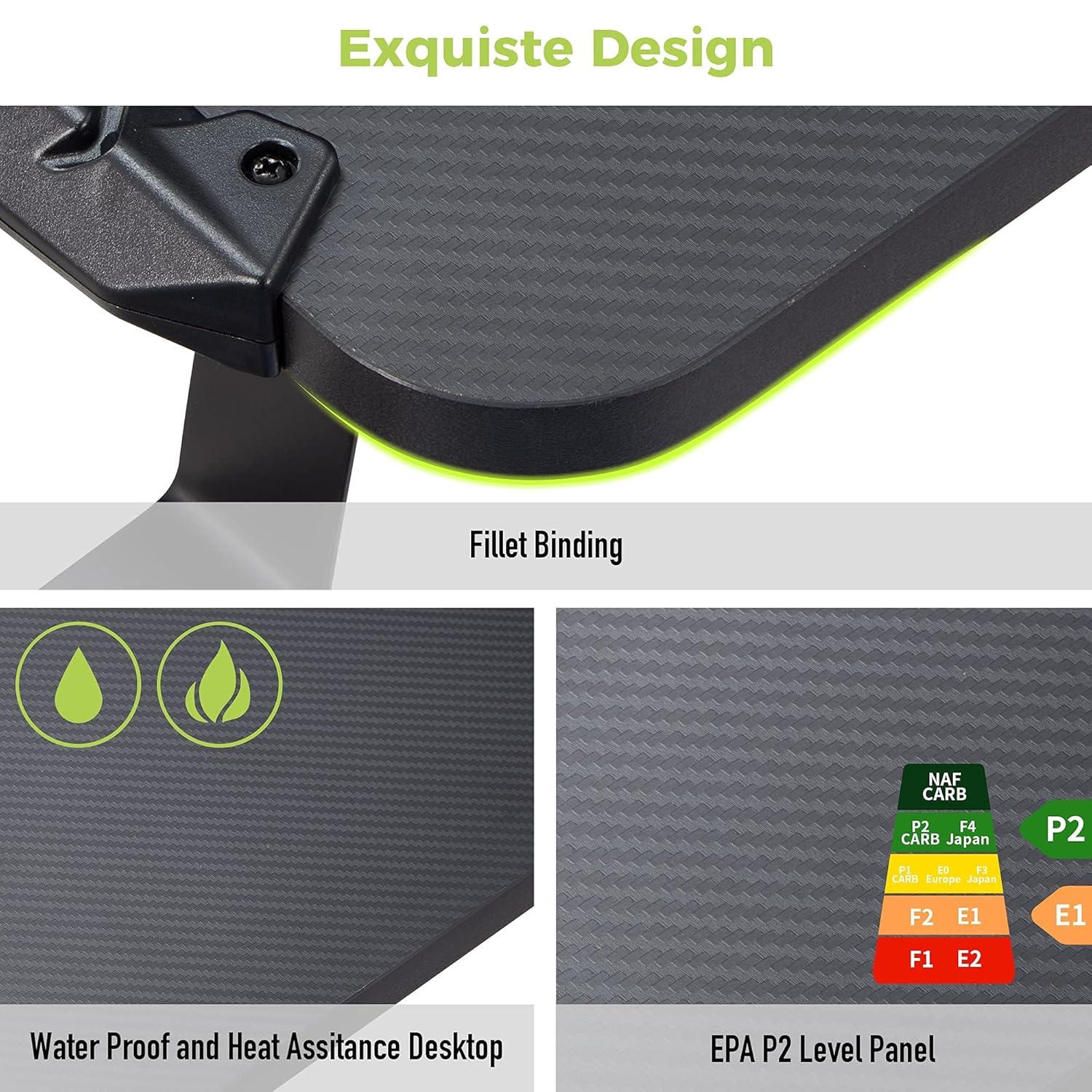 Gaming Standing Desk with RGB Lighting,65" W x 27.5" D x 29'' - 48.5" H