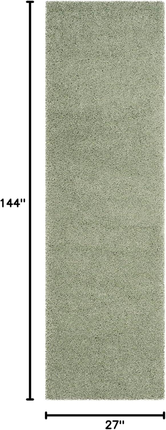 SAFAVIEH Laguna Neven Plush Solid Shag Runner Rug, Light Sage, 2'3" x 12'