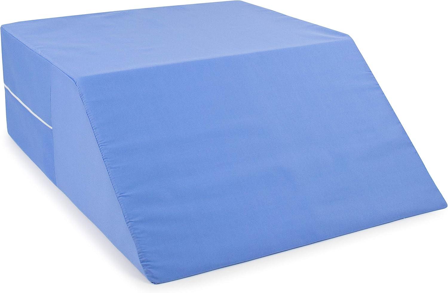 DMI Ortho Bed Wedge Elevated Leg Pillow, Supportive Foam Wedge Pillow for Elevating Legs, Improved Circulation, Reducing Back Pain and More, 8" X 20" X 24", Blue