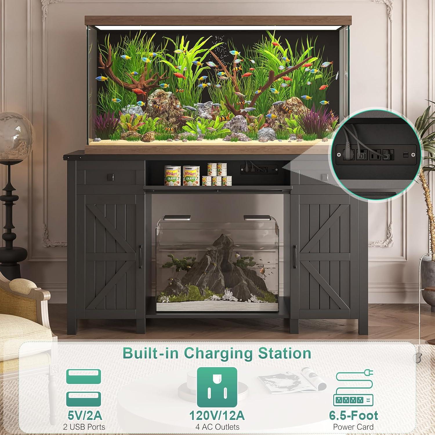 Gracie Oaks Heavy Duty 55-75 Gallon Aquarium Stand With Power Outlets