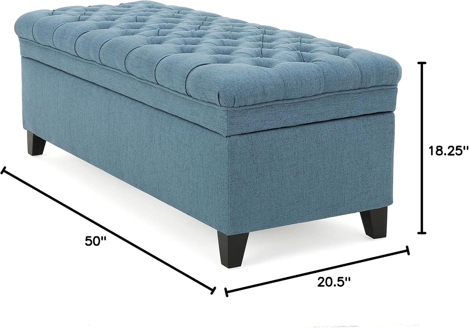 Juliana Storage Ottoman Blue - Christopher Knight Home: Upholstered Rectangular Bench, 250lb Capacity