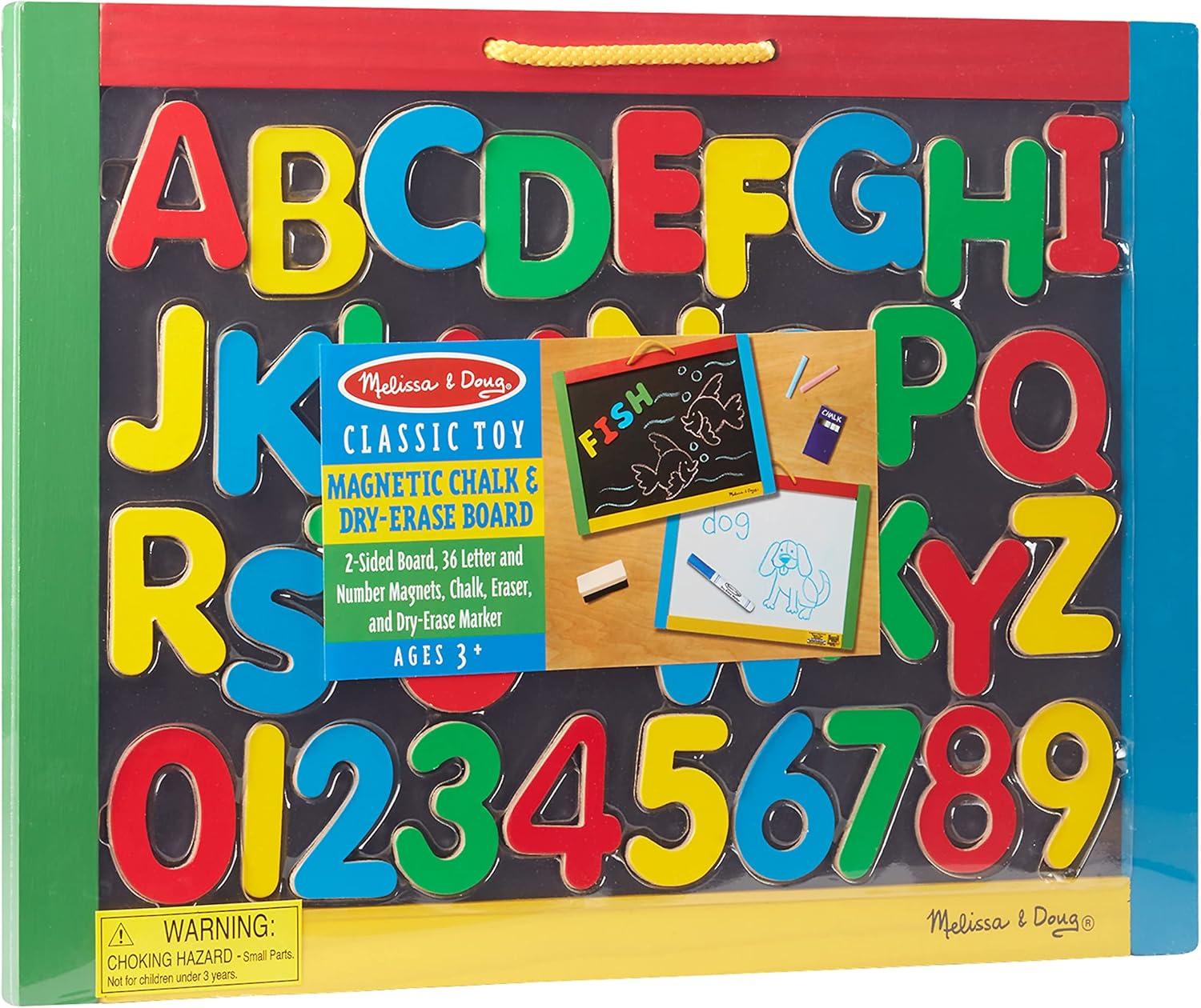 Melissa & Doug Magnetic Chalkboard and Dry-Erase Board With 36 Magnets