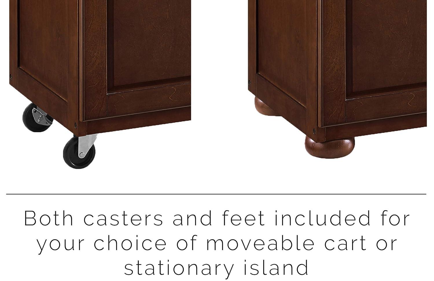 Crosley Eleanor Natural Wood Top Kitchen Island in Mahogany