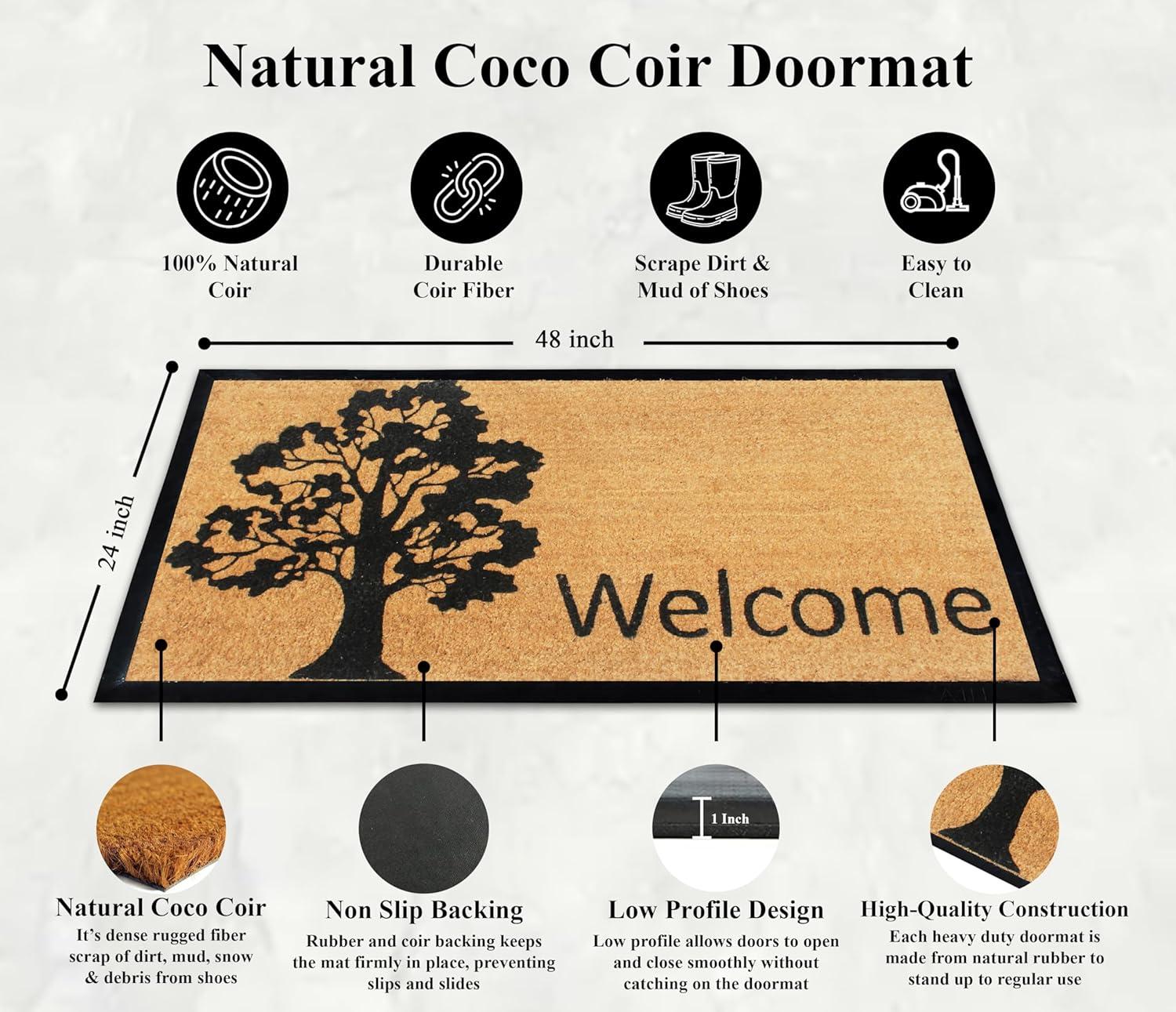 A1 Home Collections Entrance Door Mats, 24” x 48”, Durable Large Doormat, Non-Slip Welcome Doormat, Rubber Backed Thin-Profile Heavy Duty Door Mat, Doormat for Front Door, High Traffic Areas