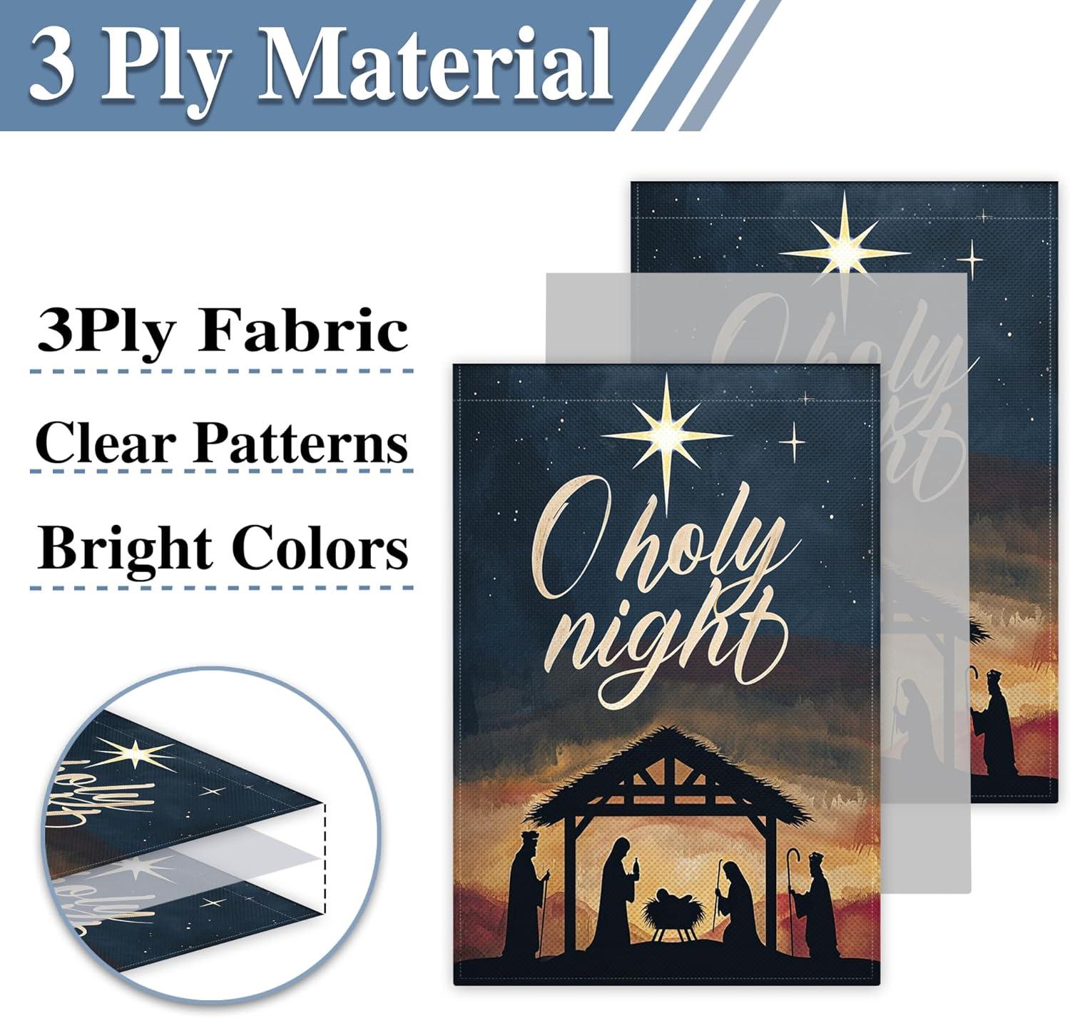Christian Christmas Nativity Scene O Holy Night Garden Flags 12"x18" Double Sided Banner Decoration For Home Yard Lawn