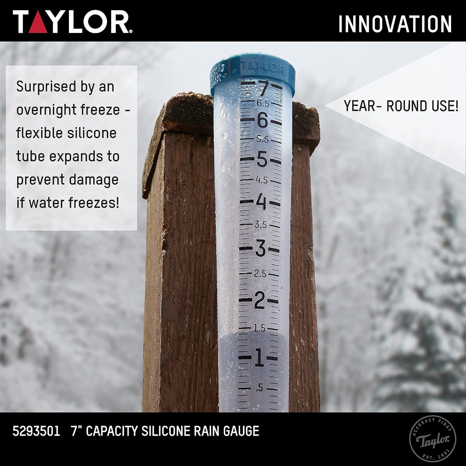 Taylor® Precision Products 7-In. Capacity Silicone Rain Gauge in Clear