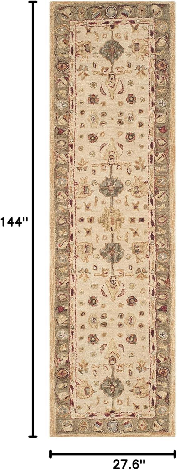 Ivory Handmade Wool Tufted Runner Rug 2'-3" x 12'