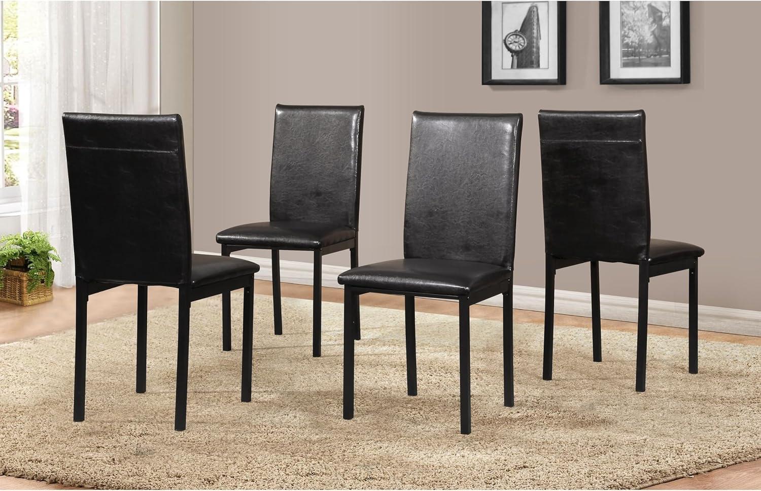 Roundhill Furniture Citico 5Pc Dining Set with Laminated Faux Marble Top Black