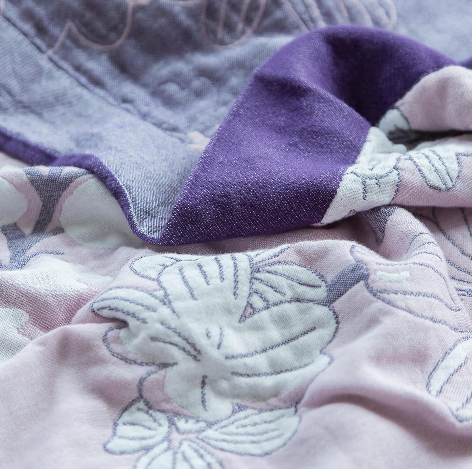 Scientific Sleep Muguet Lily Valley Flower Purple 100% Cotton Muslin Blanket Throw Cover for Bed Couch Sofa Cozy Soft Reversible Lightweight Warm Bedspread Coverlet Twin 60 in x 80 in