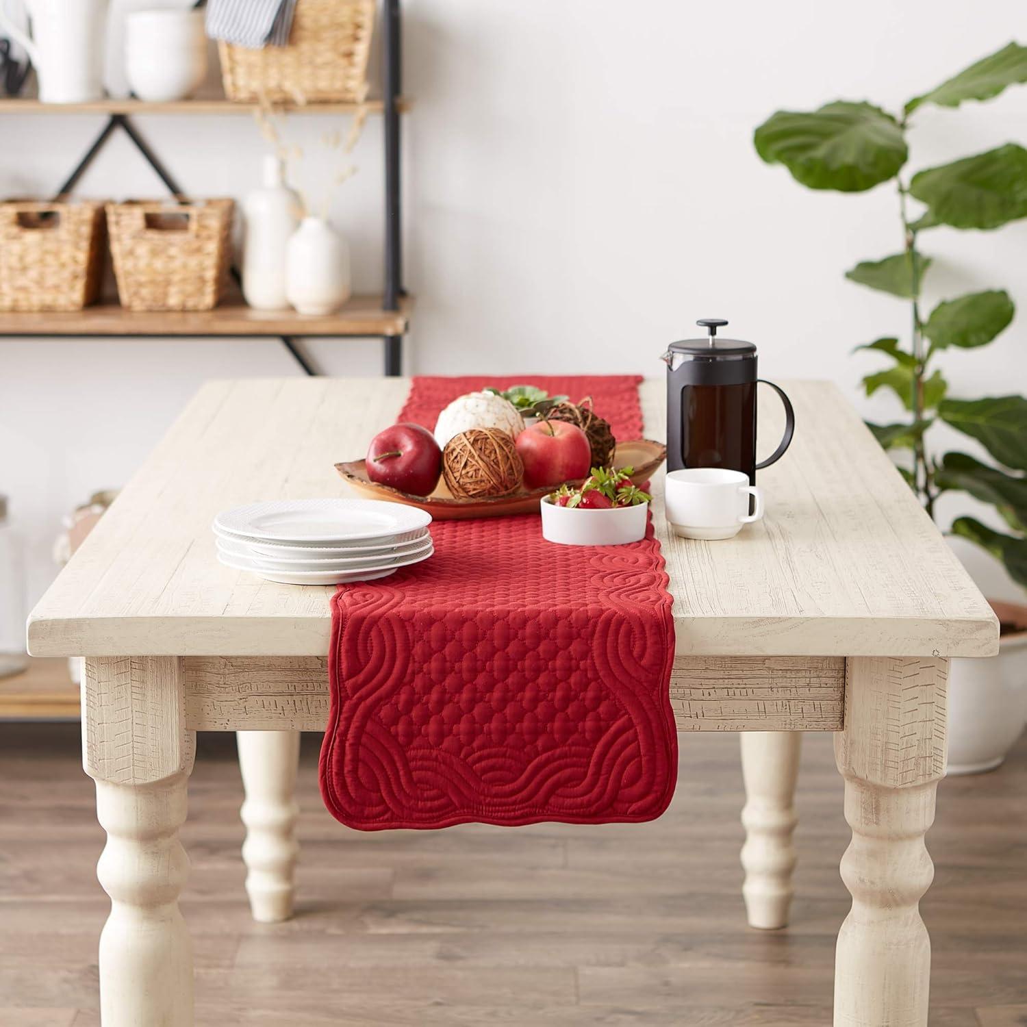 DII Cranberry Quilted Farmhouse Table Runner