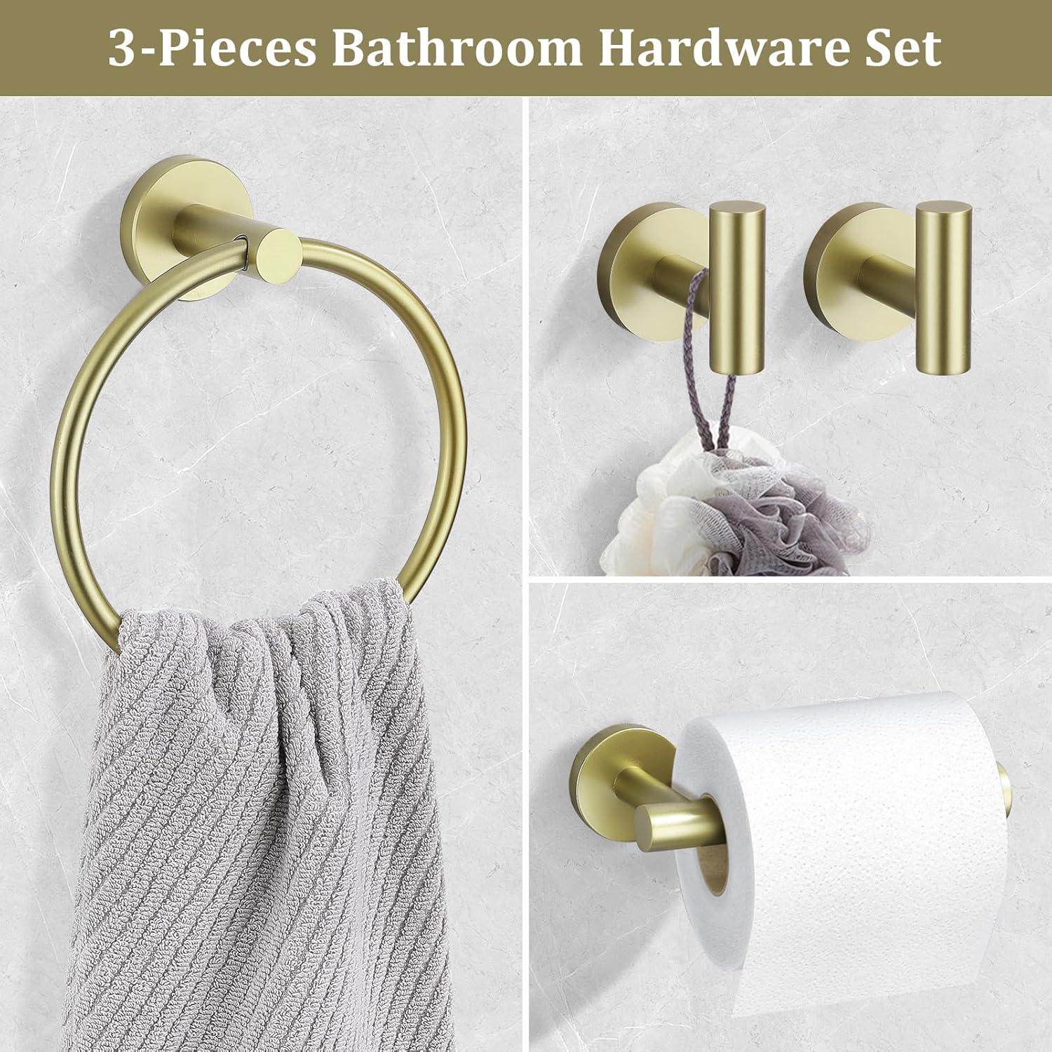 Brushed Gold Stainless Steel 4-Piece Bathroom Hardware Set