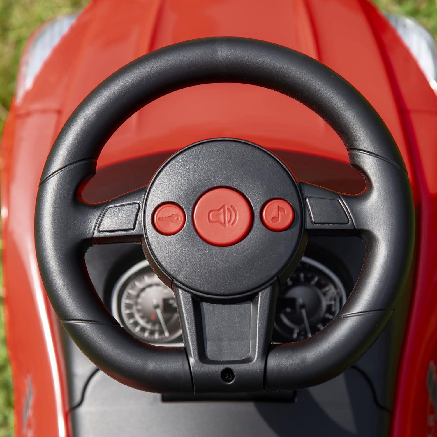 Red Toddler Ride-On Push Car with Working Horn and Headlights