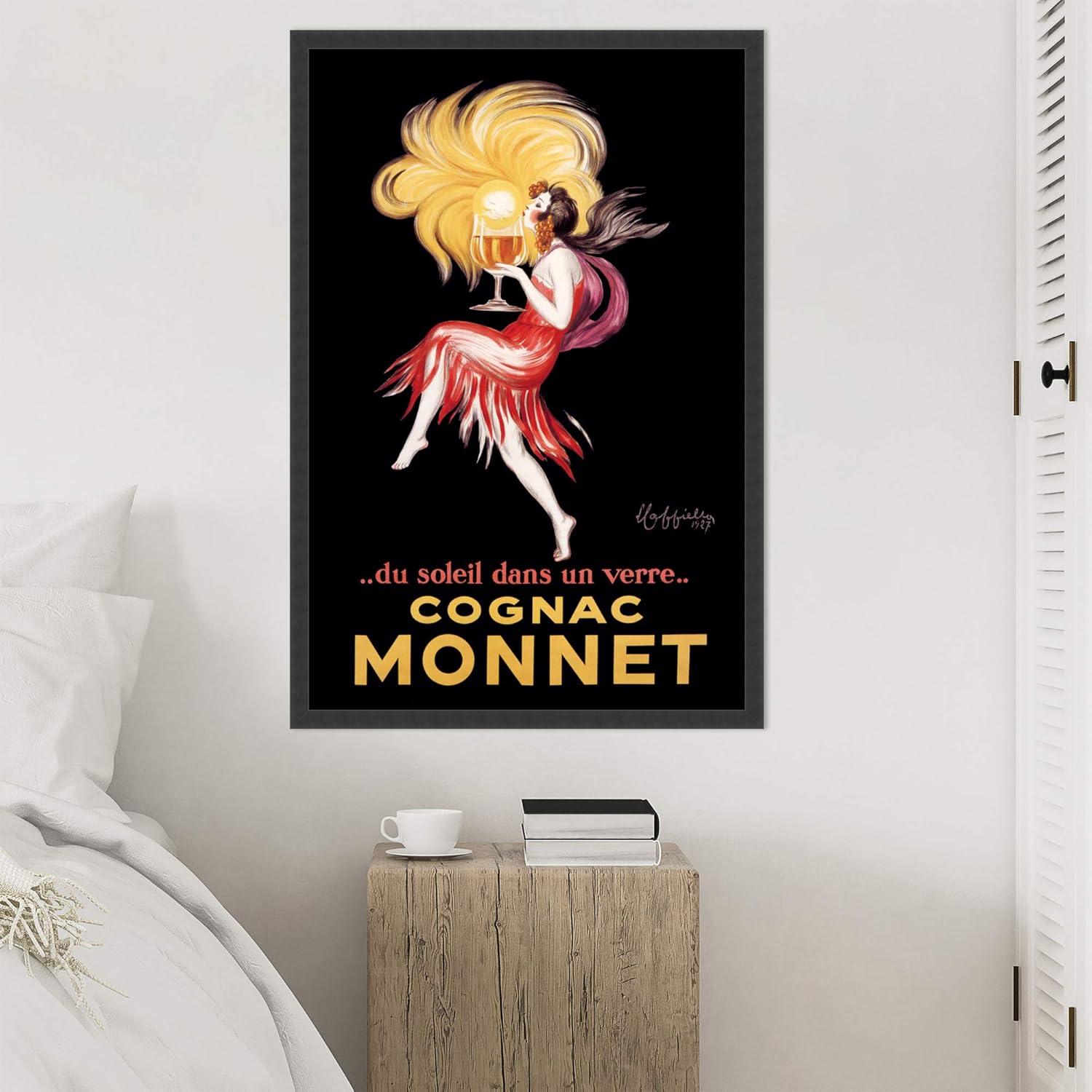 Cognac Monnet 1927 Framed Art Print in Black Wood