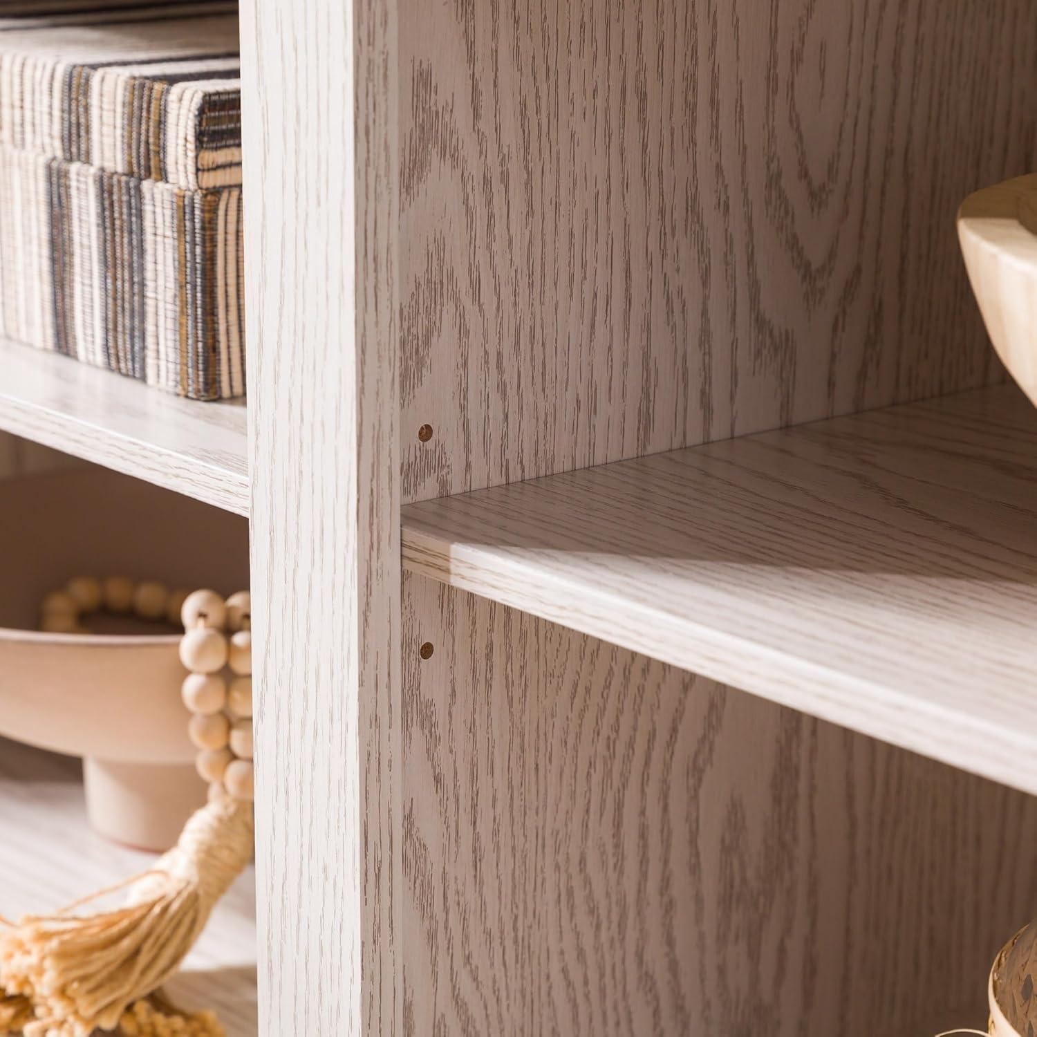 Walker Edison Wren Classic 6 Cubby TV Stand for TVs up to 80 Inches, 70 Inch, White Wash