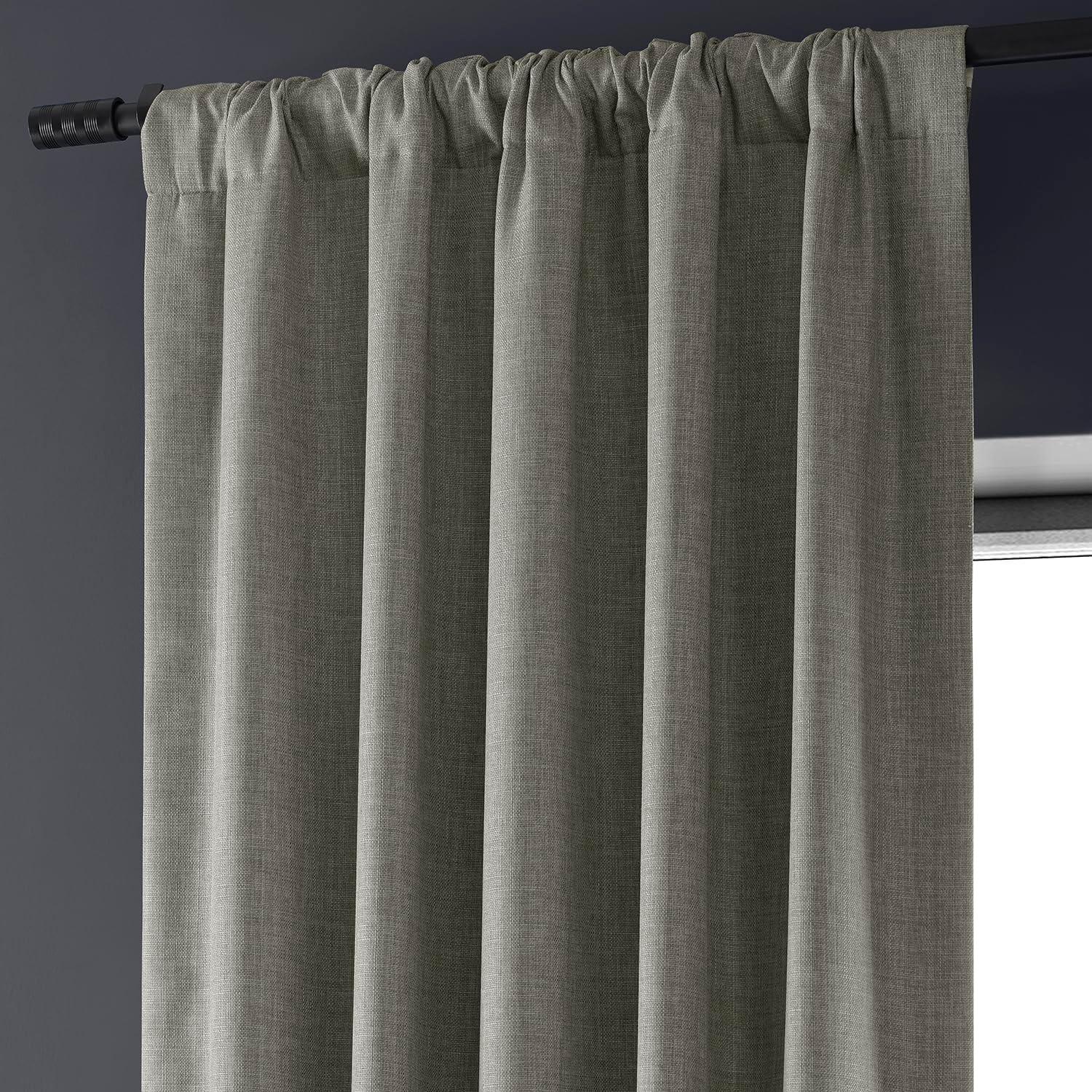 HPD HALF PRICE DRAPES Solid Thermal Insulated Blackout Curtains for Bedroom 84 Inches Long Curtain (1 Panel) Signature Blackout Linen Window Curtains for Living Room, 50W x 84L, Destination Slate