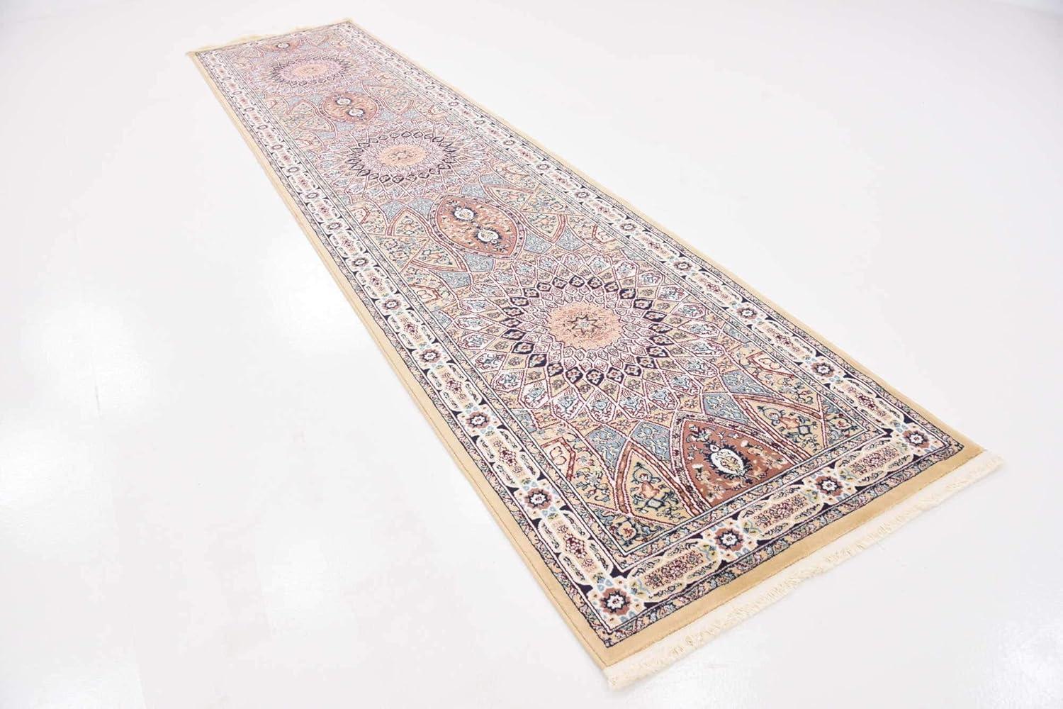 Nain Design Traditional Beige 13' Synthetic Runner Rug