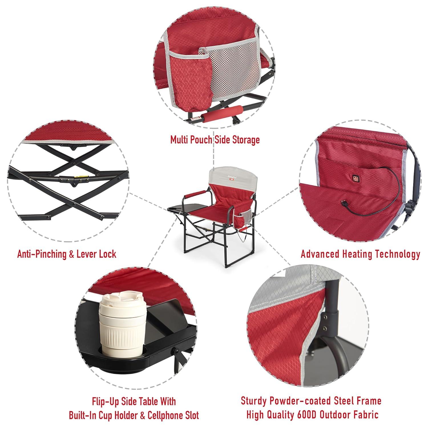 SUNNYFEEL Camping Directors Chair, Heavy Duty,Oversized Portable Folding Chair with Side Table, Pocket for Beach, Fishing,Trip,Picnic,Lawn,Concert Outdoor Foldable Camp Chairs