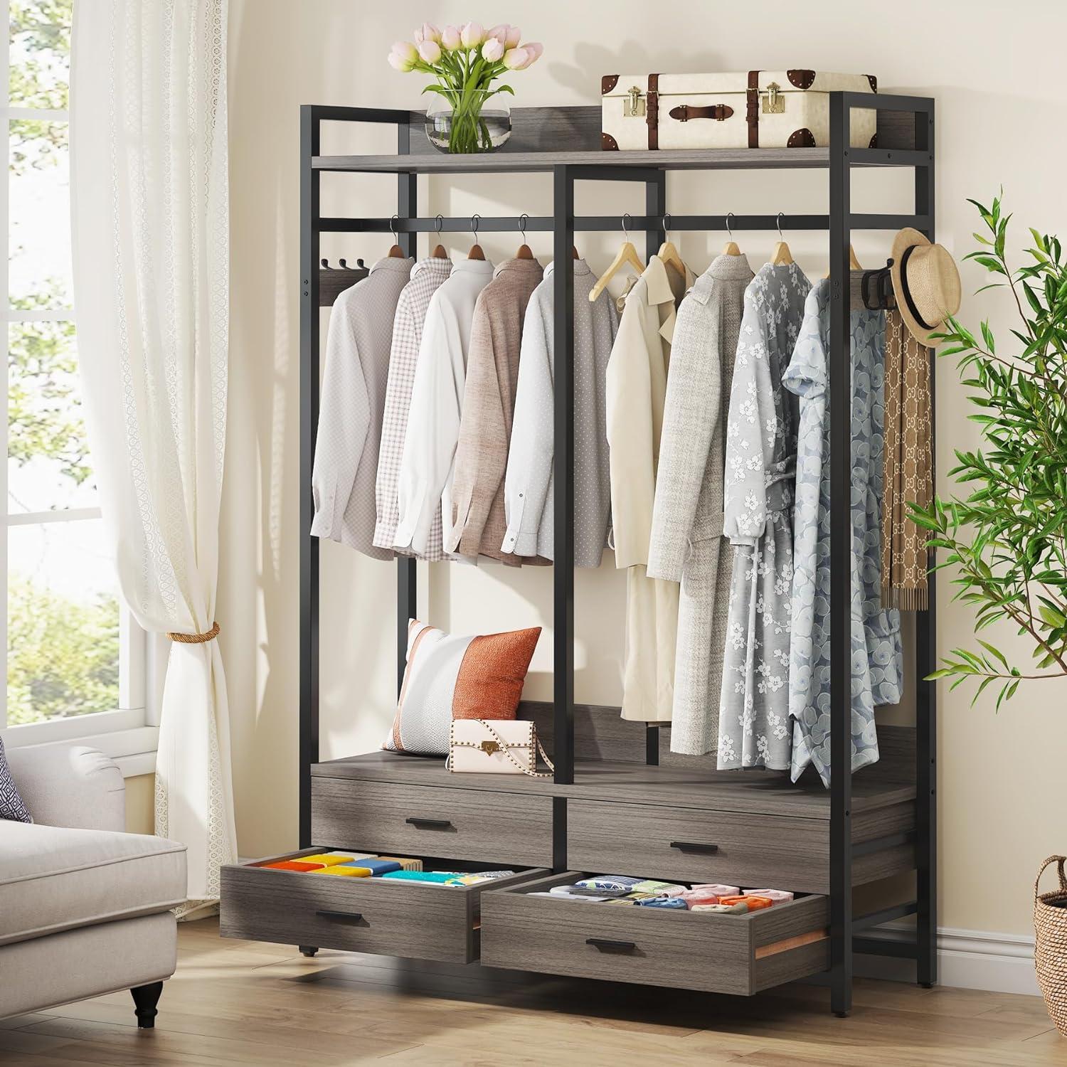 Heavy Duty Garment Rack With 4 Drawers
