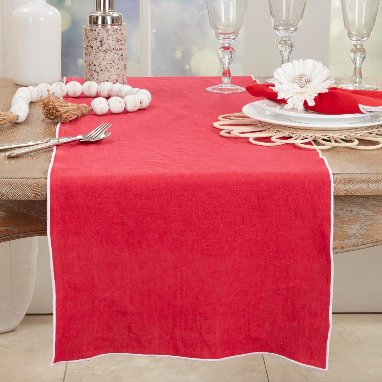 Saro Lifestyle Stonewashed Stitched Edge Table Runner