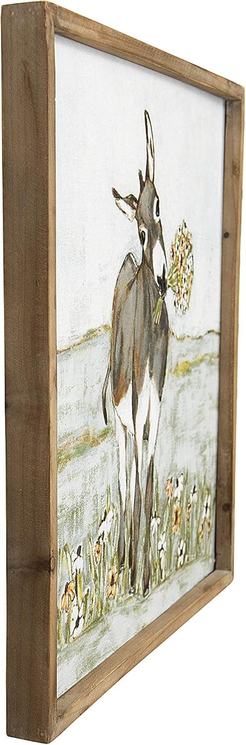 Creative Co-Op Donkey Wall Décor in Wood Frame