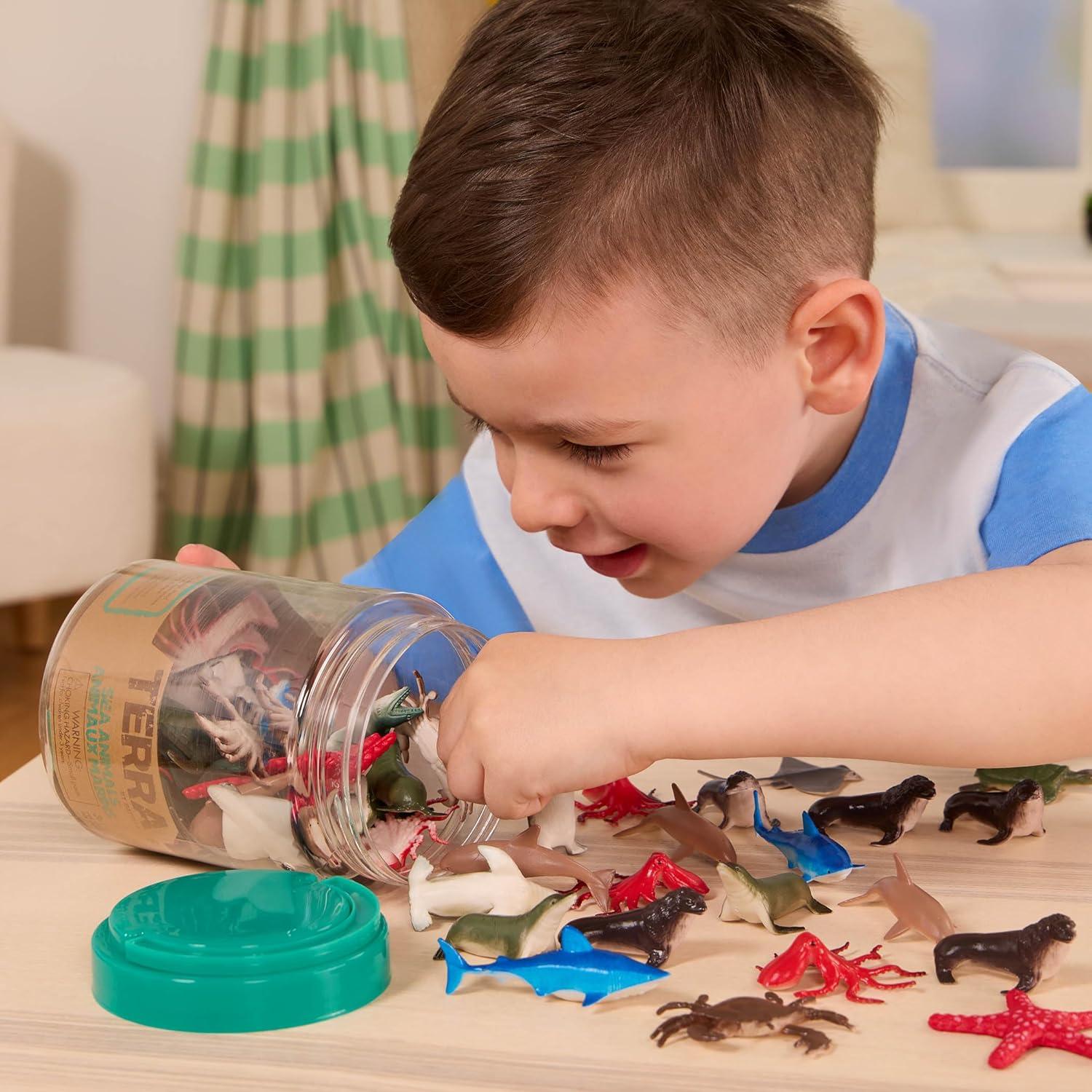 Terra by Battat - Sea Animals - Assorted Miniature Sea Animals, Fish Toys, & Cake Toppers For Kids 3+ (60 Pc)