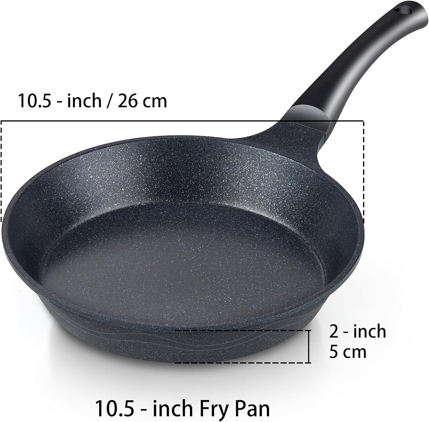 10.5-Inch Black Nonstick Aluminum Sauté Pan with Lid