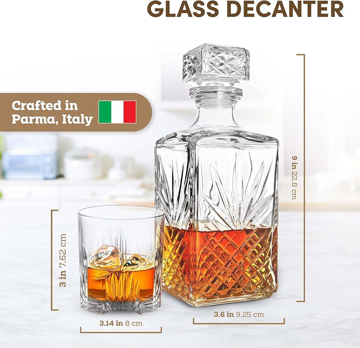 Bormioli Rocco Selecta Collection Whiskey Decanter ‚Äì Sophisticated 33.75oz Diamond Decanter With Starburst Detailing ‚Äì For Whiskey, Bourbon, Scotch & Liquor