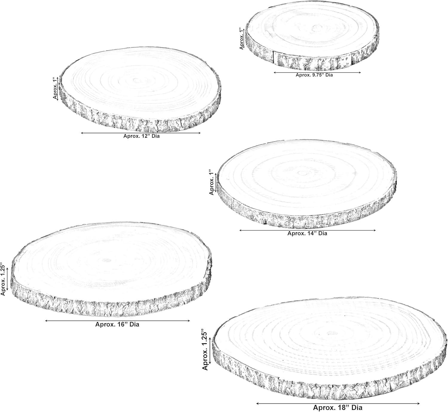 Vintiquewise Barky Natural Wood Slabs Rustic Ornament Slice Tray Table Charger - Set of 5