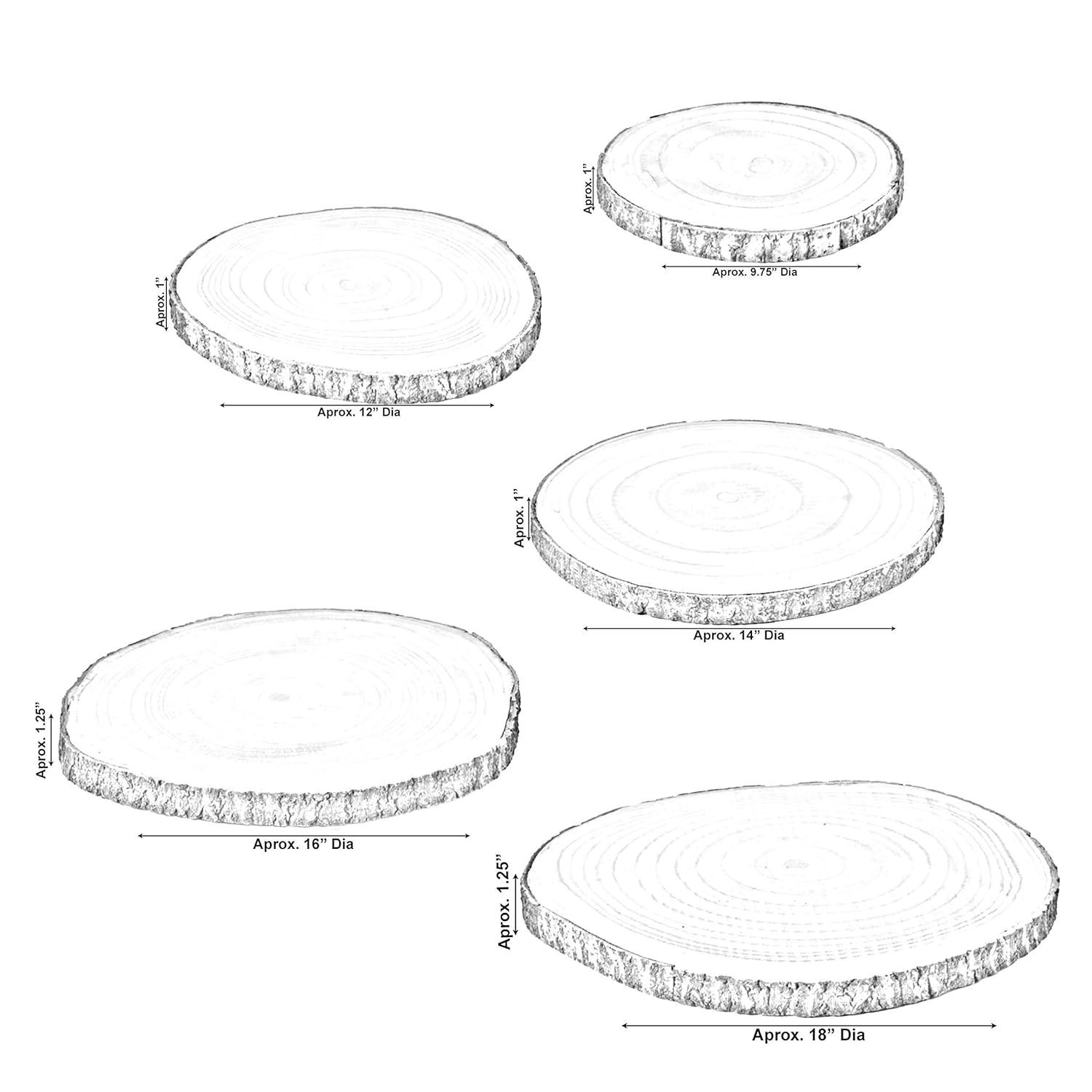 Vintiquewise Barky Natural Wood Slabs Rustic Ornament Slice Tray Table Charger - Set of 5