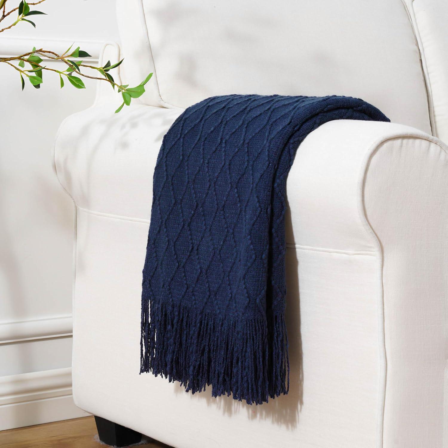 Battilo Home Throw Blanket for Couch, Textured Soft Throw Blankets, Decorative Knitted Blanket for Home Living Room Decor, 50"x60"