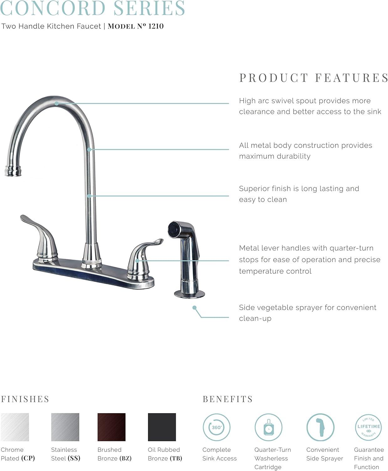 Laguna Brass Double Handle Kitchen Faucet with Side Spray