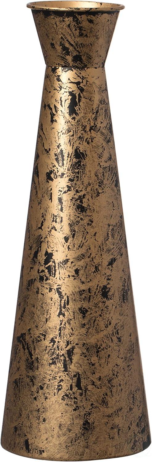 Brushed Paint Unique Straight Design Metal Decorative Floor Vase Flower Holder for Entryway, Living Room, or Dining