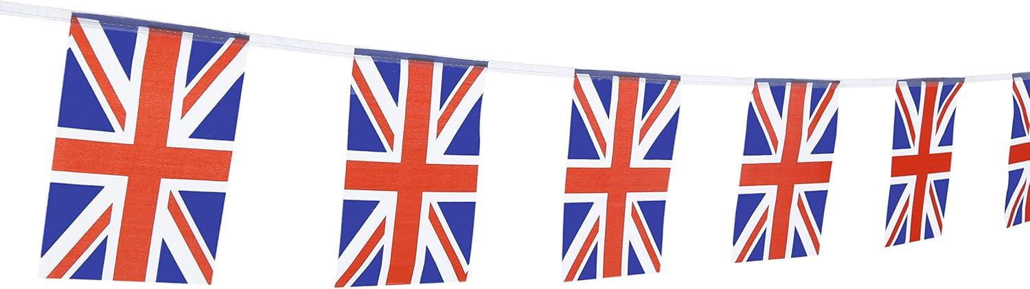 UK British Flag,100Feet/76Pcs United Kingdom Union Jack National Country World Pennant Flags Banner,Party Decoration Supplies for,Bar,Indoor and Outdoor Flags,Intarnational Festival