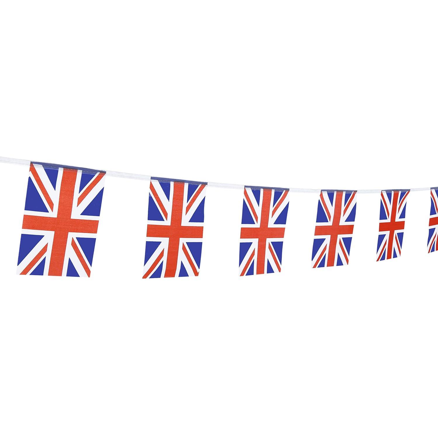 UK British Flag,100Feet/76Pcs United Kingdom Union Jack National Country World Pennant Flags Banner,Party Decoration Supplies for,Bar,Indoor and Outdoor Flags,Intarnational Festival