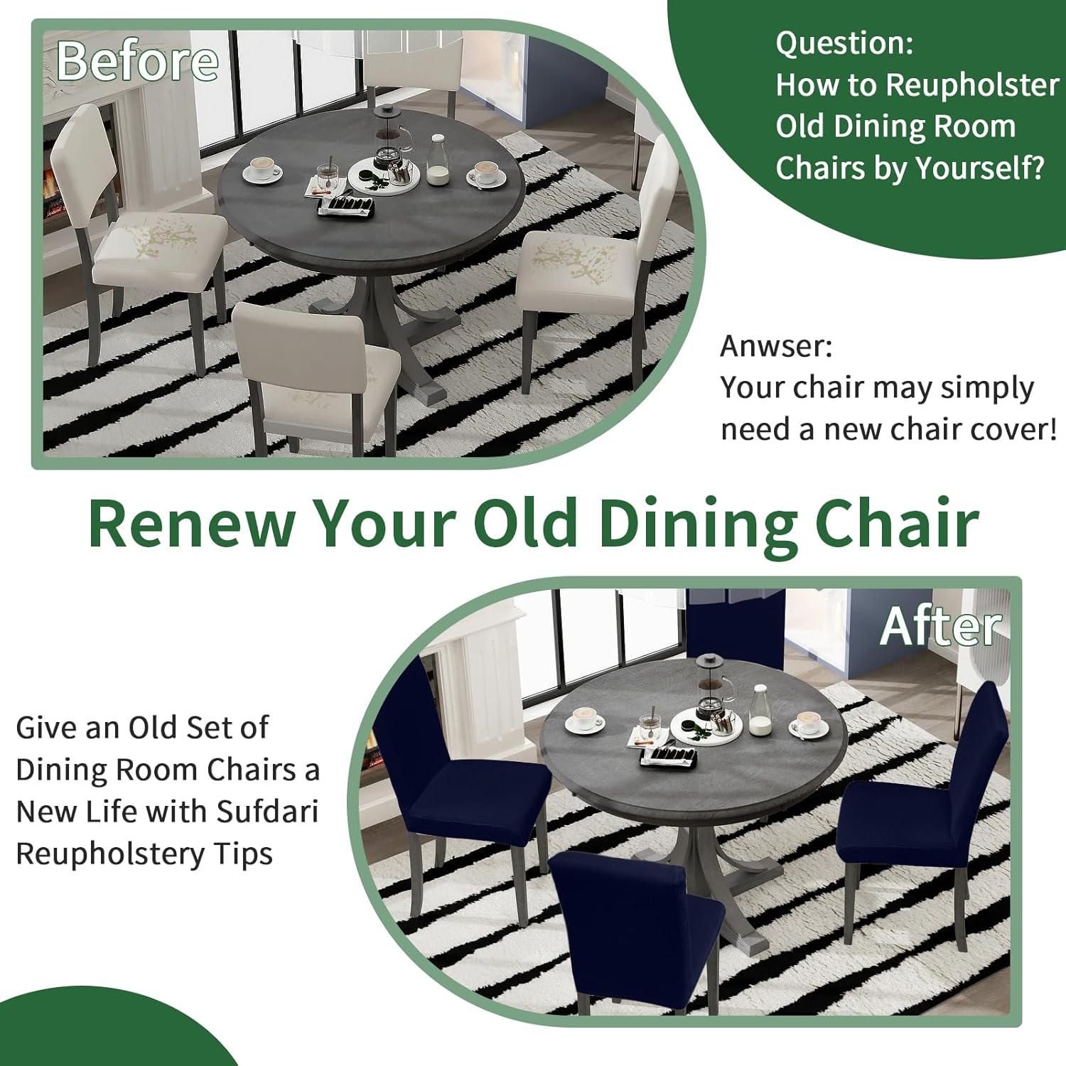 Chair Covers for Dining Room 4 Pack Navy Blue Chair Covers Super Fit Washable Kitchen Chair Protector Cover for Dining Room, Hotel, Ceremony