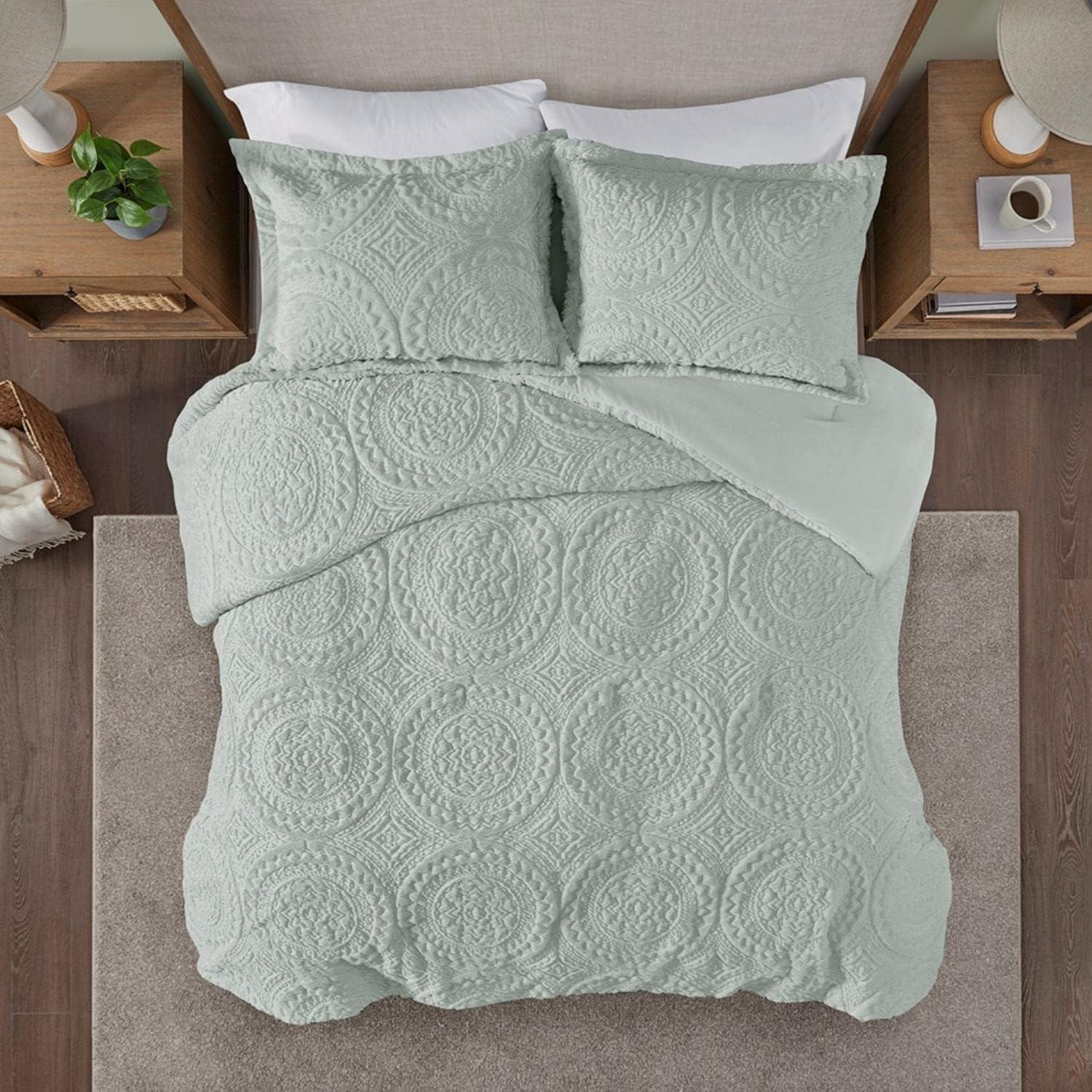 Arya Embroidered Medallion Faux Fur Ultra Plush Comforter Set