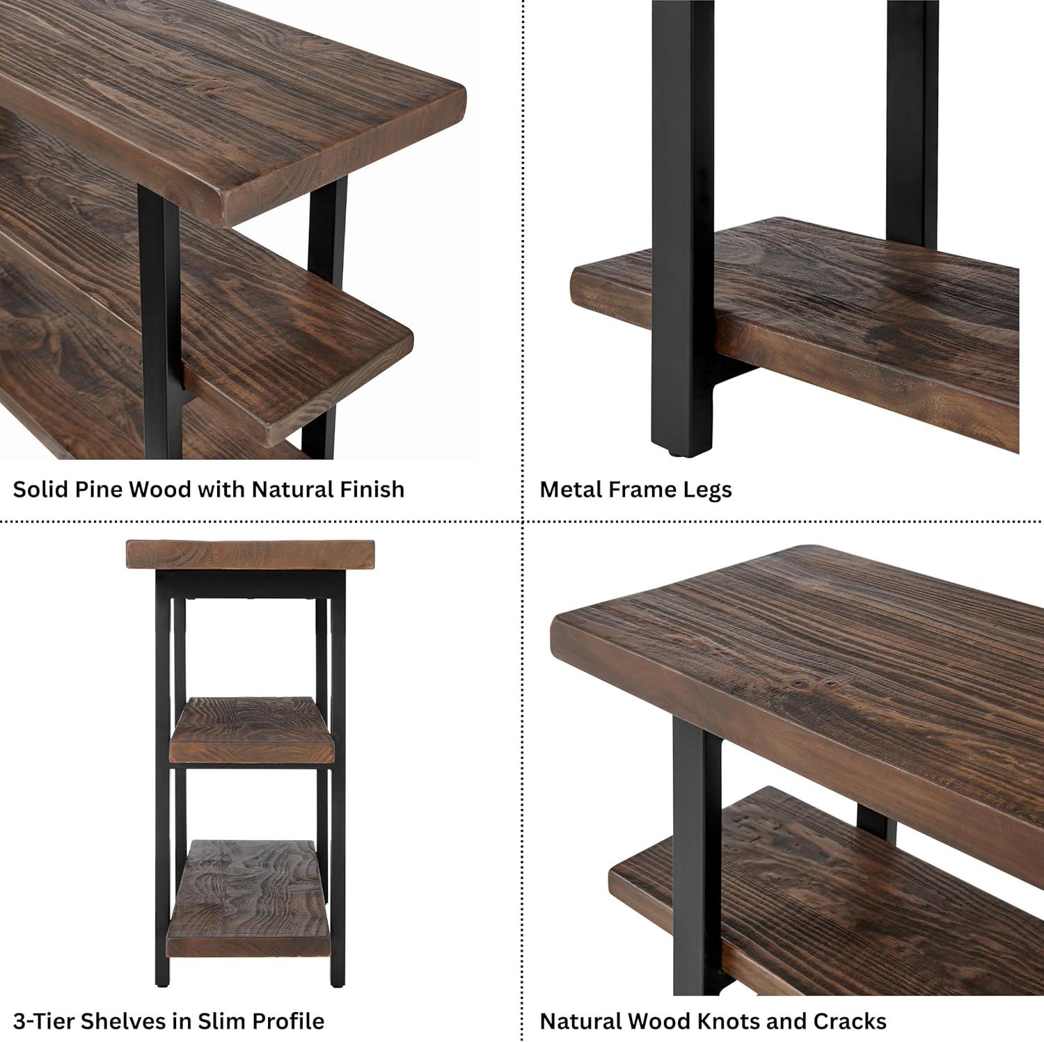 Pomona 2 Shelf Console Table Brown - Alaterre Furniture: Rustic Sofa Table, Metal Frame, Wood Top, Entryway Furniture