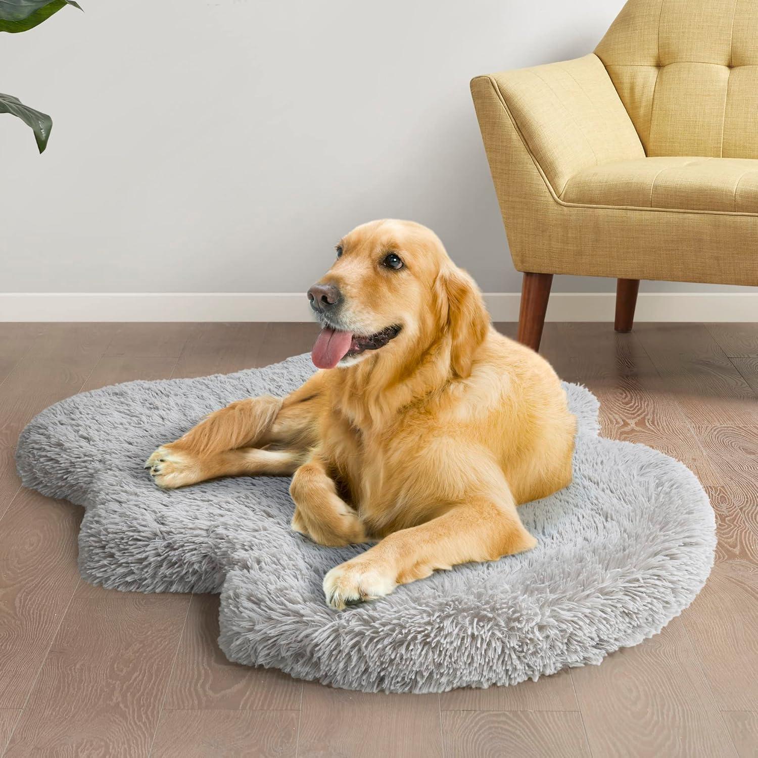 Friends Forever Nala Puprug Faux Fur Orthopedic Dog Bed with Foam, Pup Faux Fur Rug with Removable Bed Cover