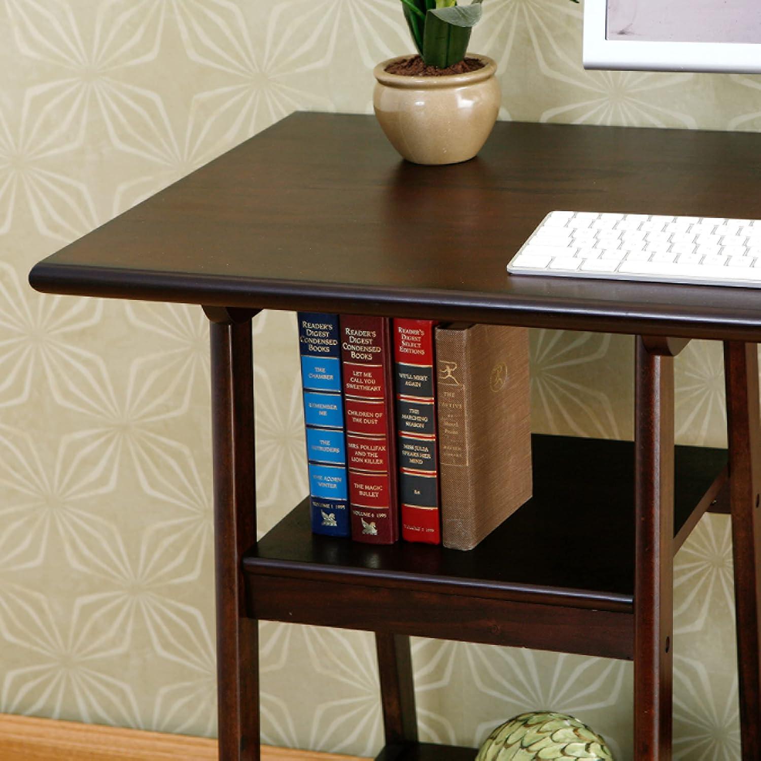 Transitional Espresso Hardwood A-Frame Home Office Desk