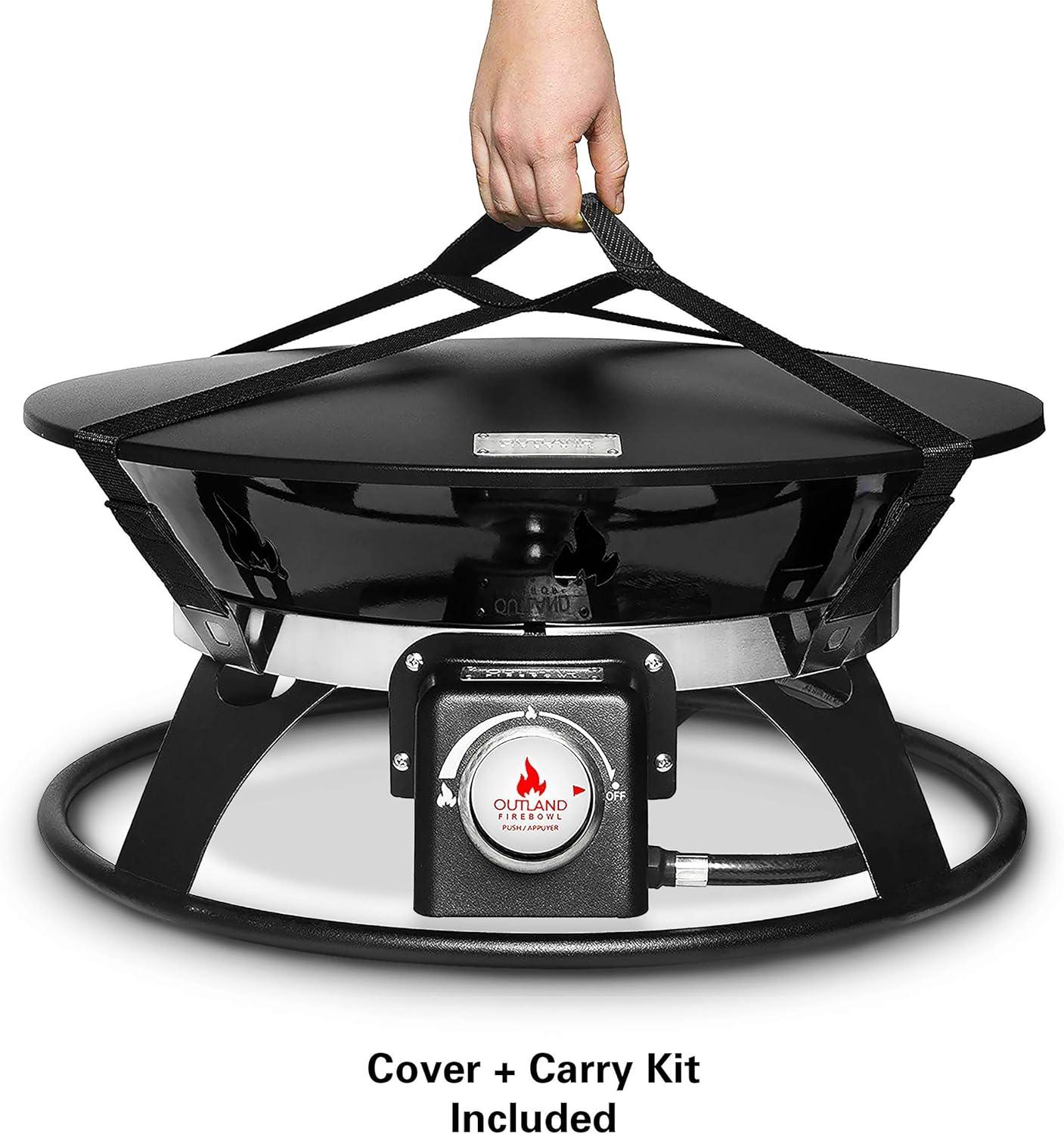 Outland Living Portable Propane Fire Pit, 21-inch, 58,000 BTU with Cover & Carry Kit, Smokeless Gas Firebowl| Helios Burner 863 Cypress