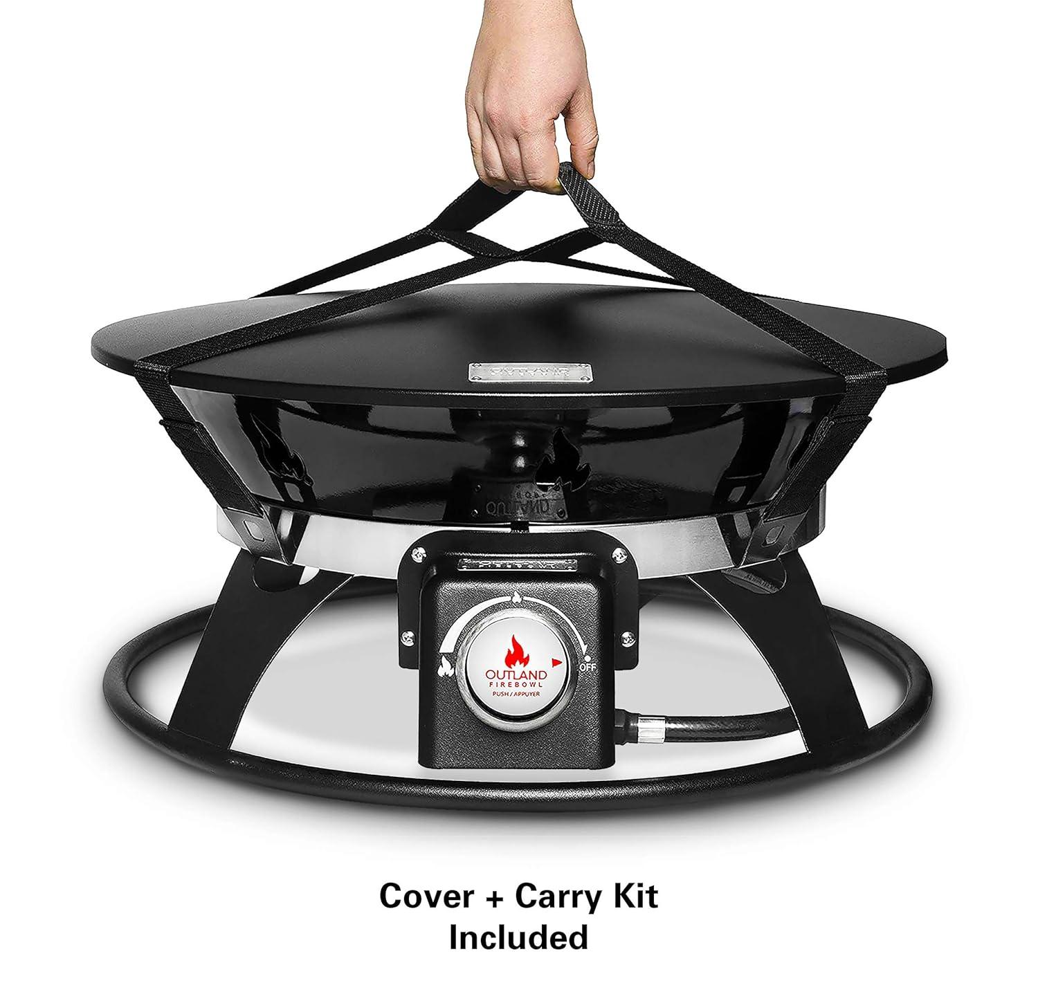 Outland Living Portable Propane Fire Pit, 21-inch, 58,000 BTU with Cover & Carry Kit, Smokeless Gas Firebowl| Helios Burner 863 Cypress