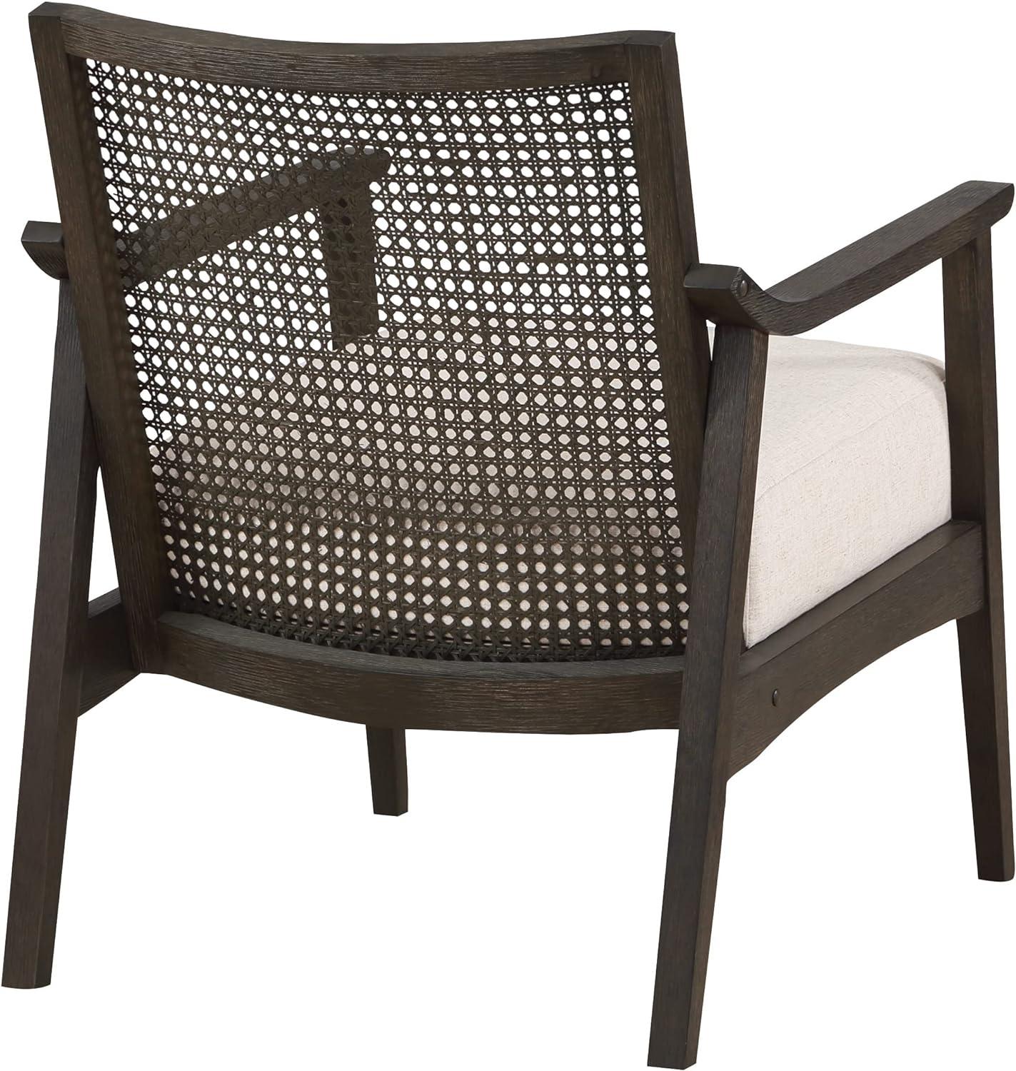 Lantana Rustic Gray Solid Wood and Linen Accent Chair with Cane Back